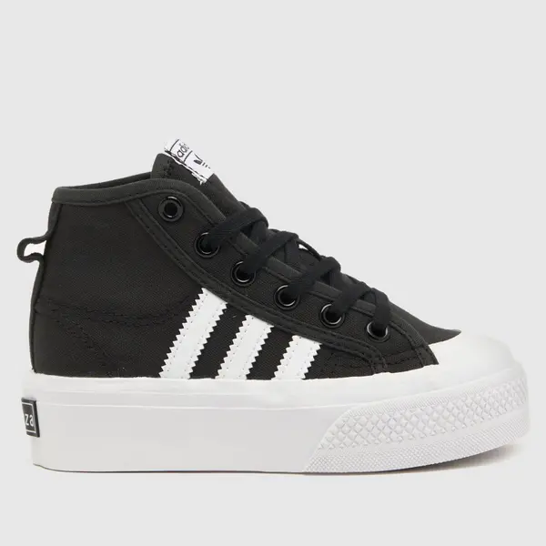 Image of adidas Black & white nizza platform mid Junior trainers Black/White UK 2 (EU 34)