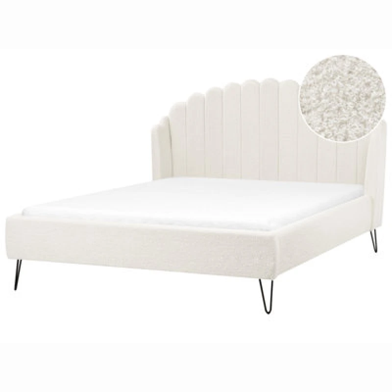 Image of Beliani Bed Boucle Ambillou 160 X 200 Cm (Eu King Size) Off-White