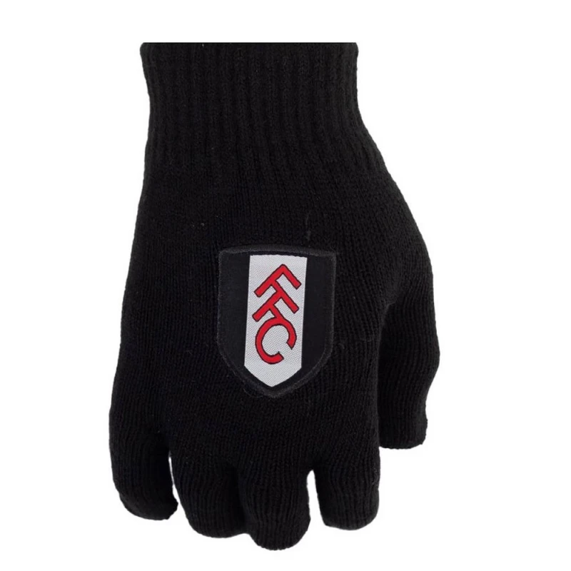 Image of Fulham FC Knitted Gloves in Black Unisex One Size