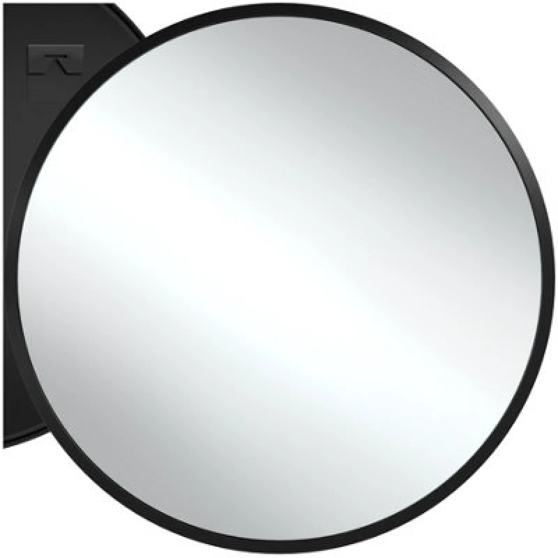 Image of Tectake Round Mirror Fiona - Aluminium Frame, Wall Mounted, Minimalist Design 50 X 2.5cm - Black