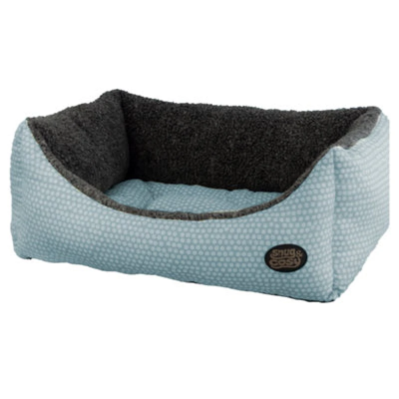 Image of Snug & Cosy Pets Snug And Cosy Light Blue Polka Dot Rectangle Bed 21"