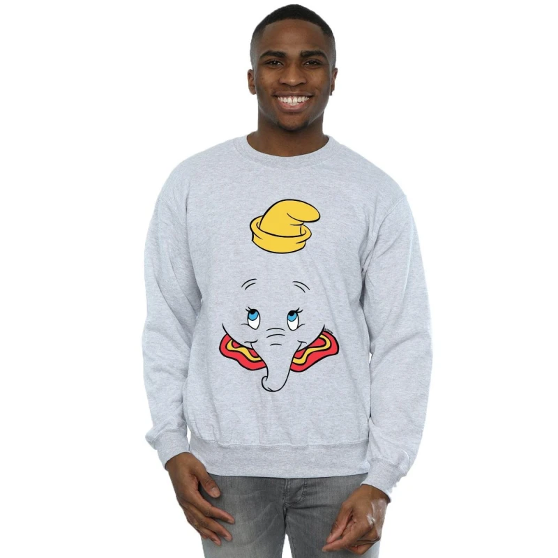 Image of Disney Men Dumbo Face Sweatshirt in Grey Size: Small Grey S Male 5059568051530