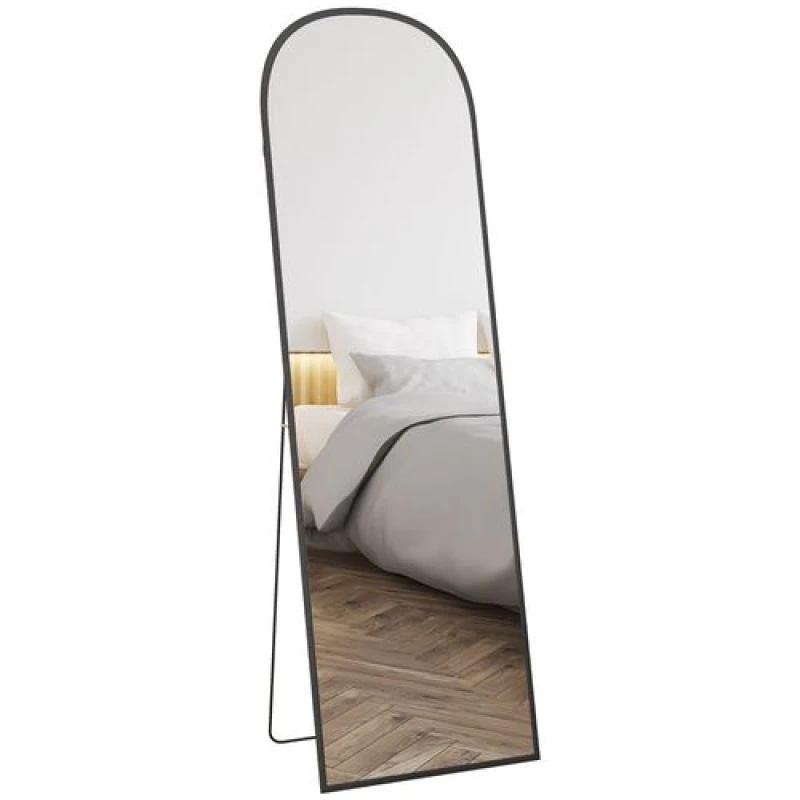 Image of HOMCOM Full Length Mirror with Aluminium Alloy Frame Hanging or Leaning Black - Homcom 5056725525644