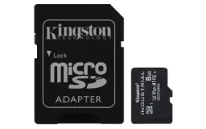 Image of Kingston Industrial microSD 8GB C10 A1 pSLC Card + SD Adapter