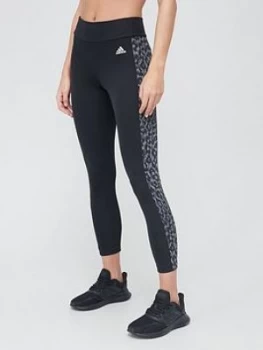 Image of Adidas Leopard 7/8 Leggings - Black/Grey