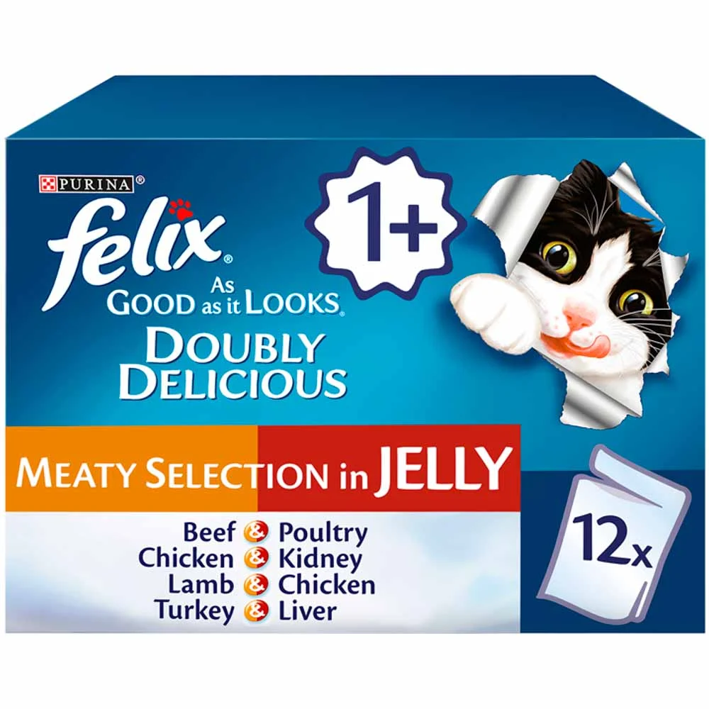 Image of Felix As Good As It Looks Doubly Delicious Cat Food Meat 12 x 100g