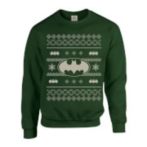 Image of DC Comics Originals Batman Knit Green Christmas Sweatshirt - M - Green