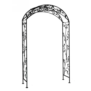 Image of Charles Bentley Garden Wrought Iron Garden Arch Black