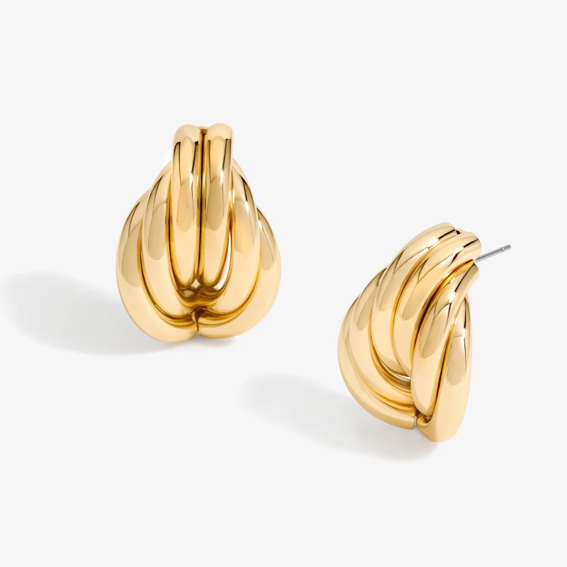 Image of Mood Gold Twisted Large Knot Doorknocker Earrings Gold