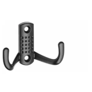 Image of Double Hat Coat Hanger Hook Door Wall Bath Small - Colour Black - Pack of 2
