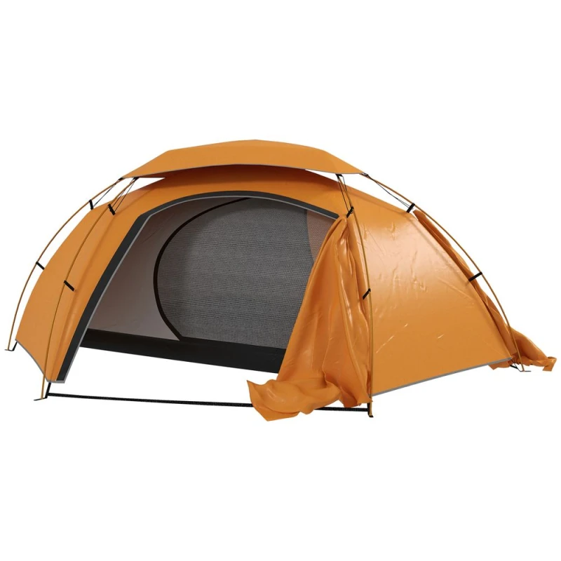 Image of Outsunny Camping Tent Dome Tent with Removable Rainfly for 1-2 Man Orange
