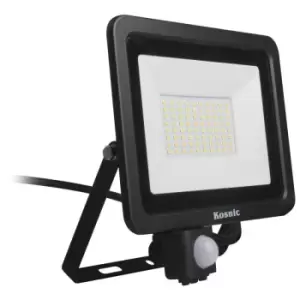 Image of Kosnic Rhine Black 30W LED Floodlight With PIR - Cool White - KFLDHS30Q465/S-W40-BLK