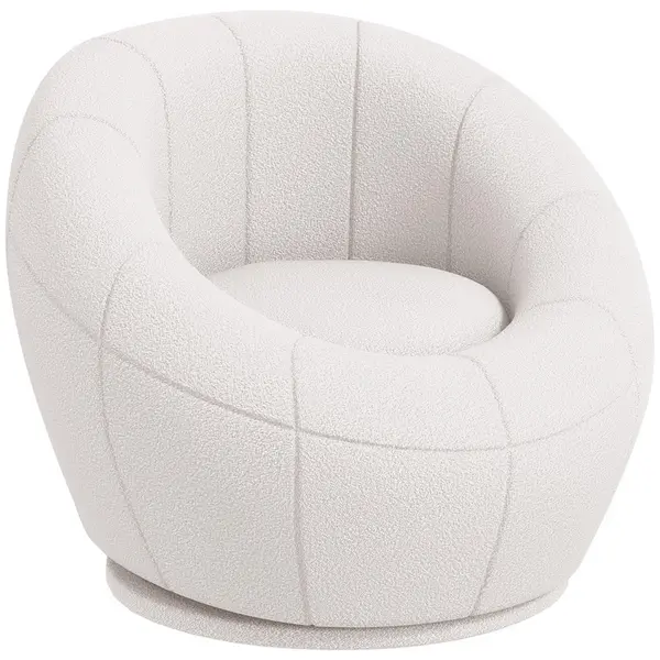 Image of Modern Round Boucle Armchair Accent Chair for Living Room Bedroom