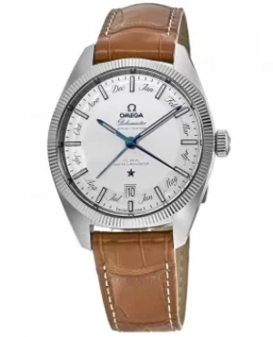 Image of Omega Constellation Globemaster Co-Axial Master Chronometer Annual Calendar Silver Dial Brown Leather Mens Watch 130.33.41.22.02.001 130.33.41.22.02.