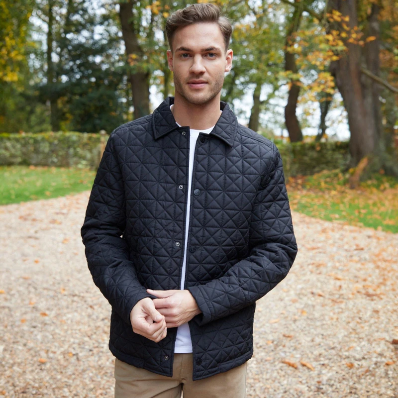 Image of Threadbare Lightweight Collared Quilted Jacket - Black M