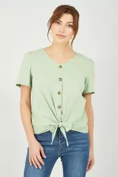 Image of Green Button Tie Jersey T-Shirt