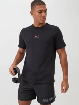 Image of Nike Central Swoosh Training T-Shirt - Black/Red