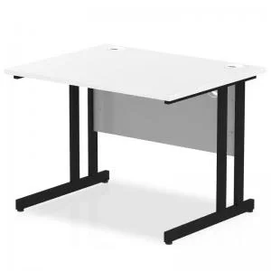 Image of Impulse 1000 x 800mm Straight Desk White Top Black Cantilever Leg