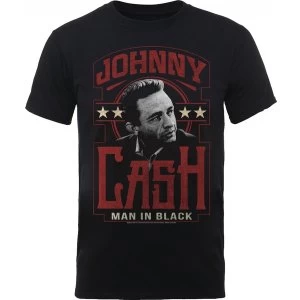 Image of Johnny Cash Man In Black Mens Medium T-Shirt - Black