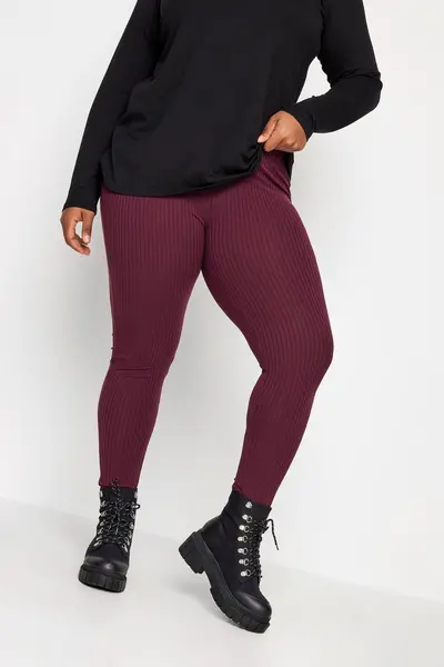 Image of Yours Ribbed Leggings Red