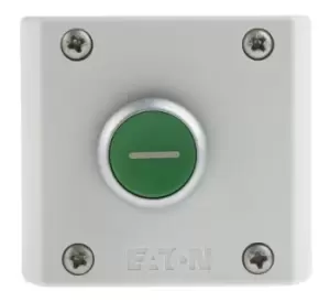 Image of Eaton Momentary Push Button Control Station - NO/NC, Plastic, 1 Cutouts, Green, I, IP69K