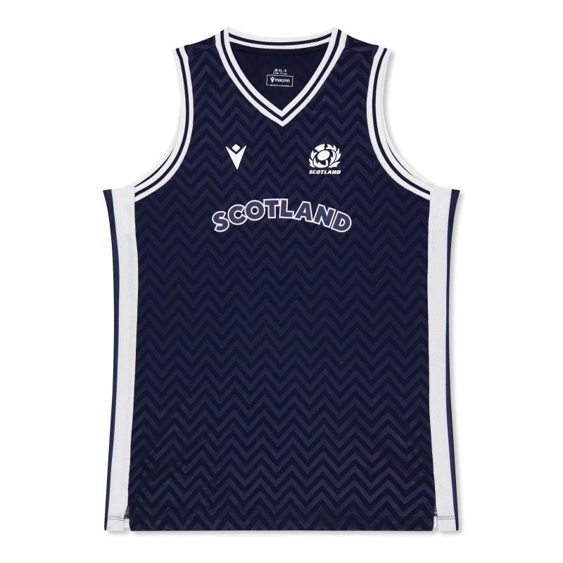 Image of Macron Scotland Rugby Union Vest 2024 Juniors - Blue Blue 7 - 8 Years