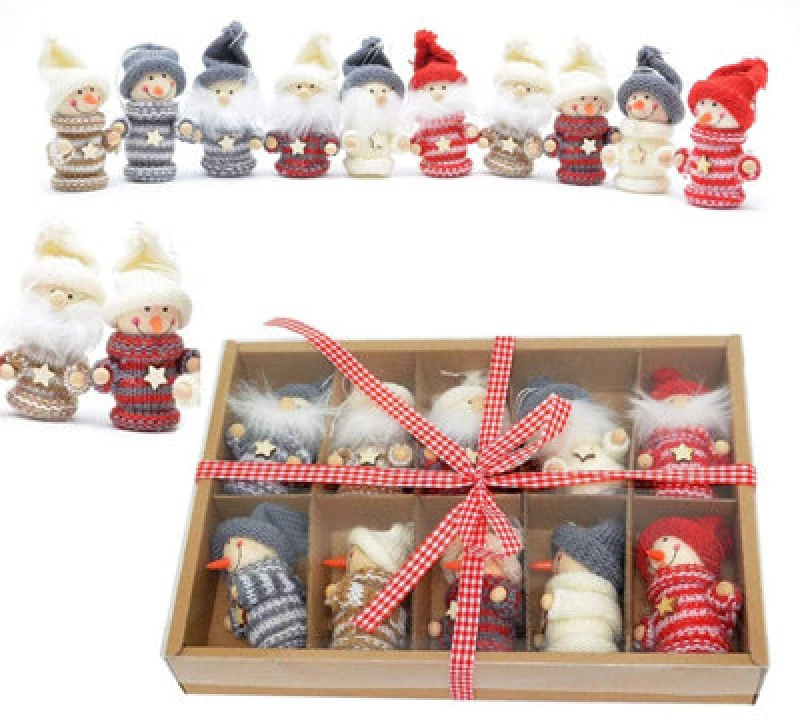 Image of Shatchi Handmade Christmas Tree Hanging Box Set Xmas Home Decor Novelty Gifts, Multi, 10 Multi