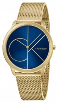 Image of Calvin Klein Minimal Gold Mesh Bracelet Blue Dial Watch