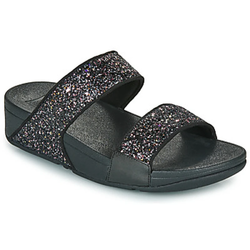 Image of FitFlop Lulu 2 Bar Glitter Sandal Black
