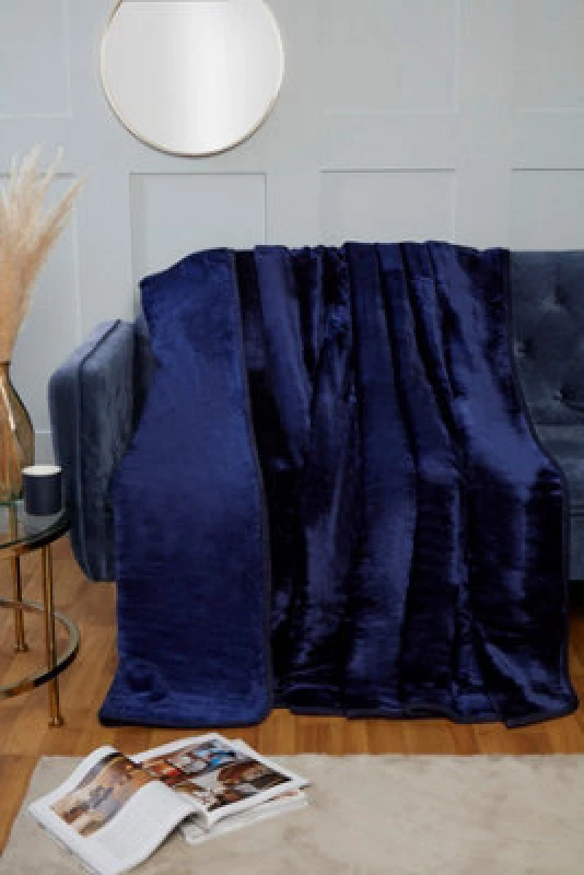 Image of Rapport Home Dyed Mink Faux Fur Polyester Soft Cosy Plain Throw (150X200) Navy
