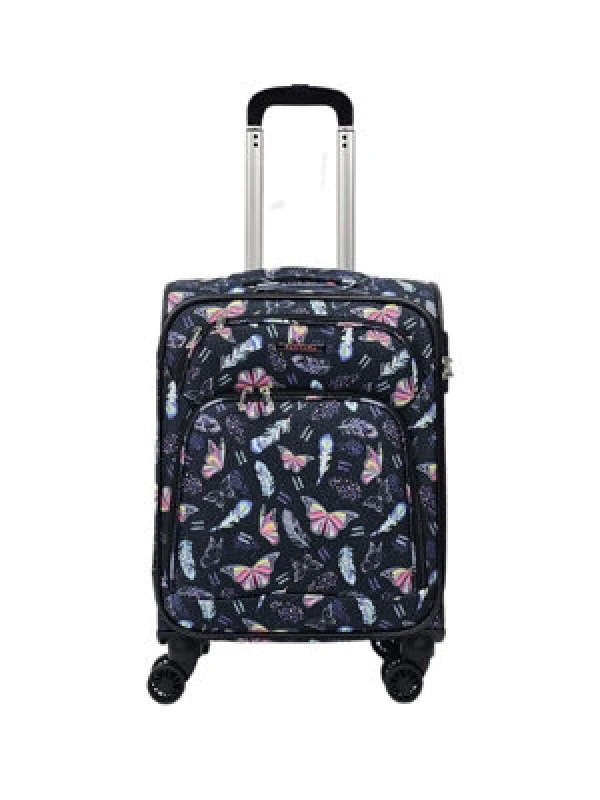 Image of Eagles Lightweight Suitcases 8 Wheel Luggage Butterfly Travel Soft Bags Blue