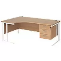 Image of Dams International Left Hand Ergonomic Desk MCM18ELP3WHB 1,800 x 1,200 x 725 mm