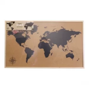 Image of Framed Travel Corkboard Map, 90x60cm