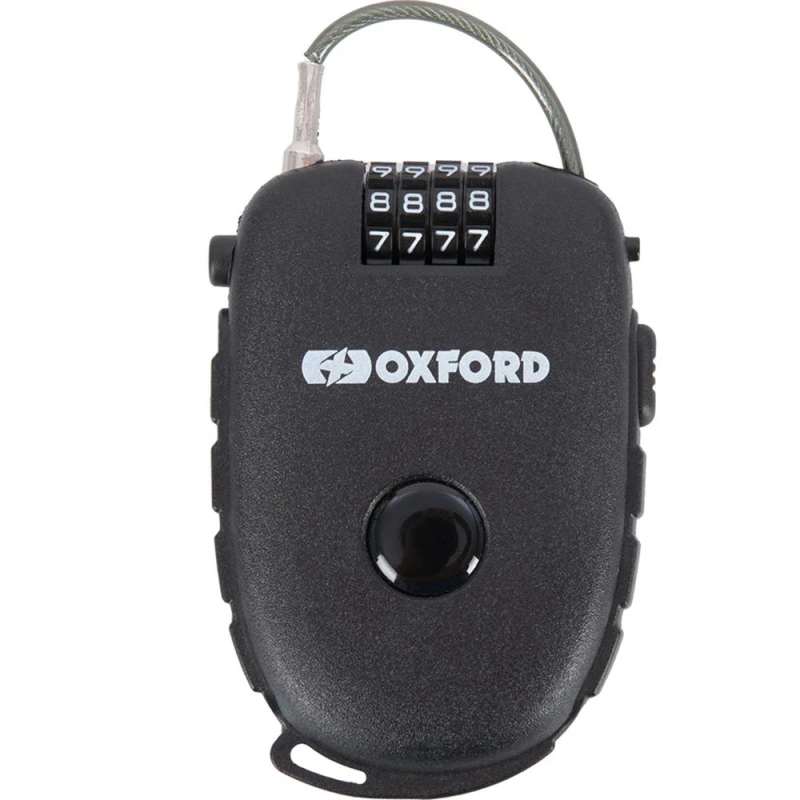 Image of Oxford Retra Cable Motorcycle Helmet Combination Lock 75cm Black