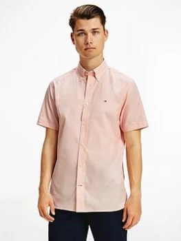 Image of Tommy Hilfiger Natural Soft Poplin Short Sleeve Shirt - Summer Sunset, Summer Sunset Size M Men
