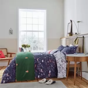 Image of Joules Kooky Woodlands Cotton Duvet Cover Set Navy - Blue