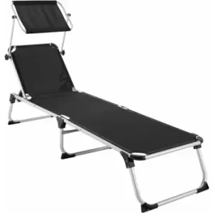 Image of Tectake - Sun lounger Aurelie w/ 6 step adjustable aluminium frame - garden lounger, garden sun lounger, reclining sun lounger - Black - black