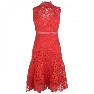 Image of Bardot Elise Lace Dress - SALSA RED