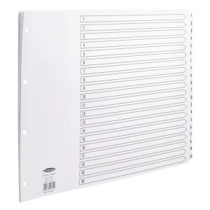 Image of Concord Classic Index Mylar-reinforced Punched 4 Holes 1-20 A3 White Ref 04801/CS48