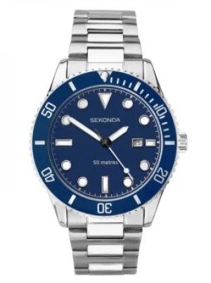 Image of Sekonda Mens Blue Date Dial Bracelet Watch 1789