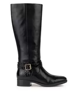 Image of Geox D Felicity A Leather Boots - Black, Size 6, Women