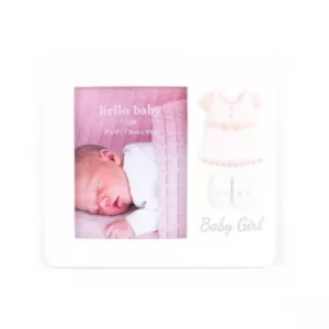 Image of Hello Baby Frame Dress & Booties Design 'Baby Girl' 3" x 4"