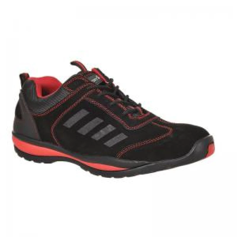 Image of Portwest Steelite Lusum S1P HRO Safety Trainers FW34RER46 Colour: Black / Red