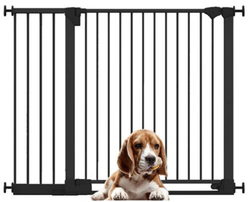 Image of Bettacare Safestep Dog Gate, Black, 124Cm - 131Cm, Extra Low Walkthough, 81Cm Extra Wide Doorway, Extra Wide Pet Gate