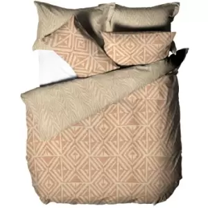 Image of Furn Tanza Global Geometric Duvet Cover Set (Double) (Terracotta) - Terracotta