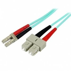Image of 2m 10 Gb Aqua Multimode 50125 Duplex LSZH Fiber Patch Cable LC SC