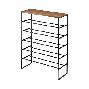 Image of Yamazaki Tower 6-Tier Wood Top Shoe Rack