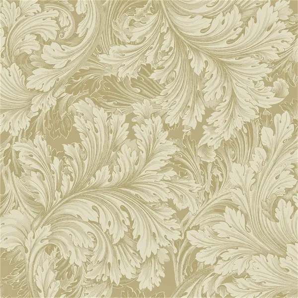 Image of Grandeco Rossetti Acanthus Leaves Scroll Smooth Wallpaper Gold