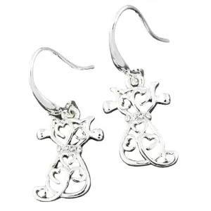 Image of Filigree Cat Silver Plated Earrings