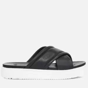 Image of UGG Womens Zayne Crossband Leather Flatform Sandals - Black - UK 8
